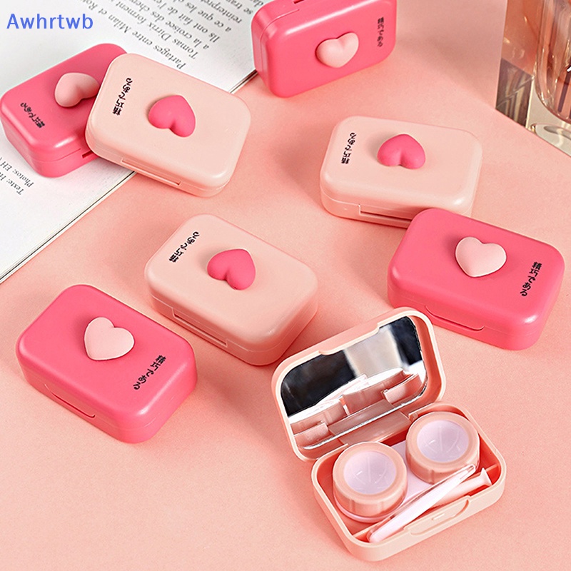 Awhrtwb Hộp Đựng Kính Áp Tròng Kèm Nhíp Màu Hồng Trơn Phong Cách Mới Dành Cho Bạn Nữ Mang Đi Du Lịch