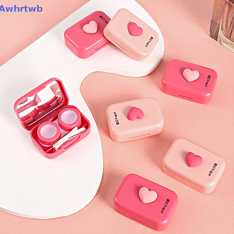 Awhrtwb Hộp Đựng Kính Áp Tròng Kèm Nhíp Màu Hồng Trơn Phong Cách Mới Dành Cho Bạn Nữ Mang Đi Du Lịch