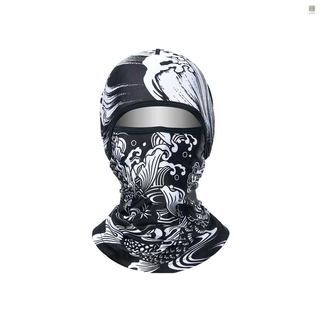 Mũ Trùm Đầu Co Giãn Thoáng Khí Chống Nắng In Họa Tiết Balaclava Kèm Tấm Che Mặt