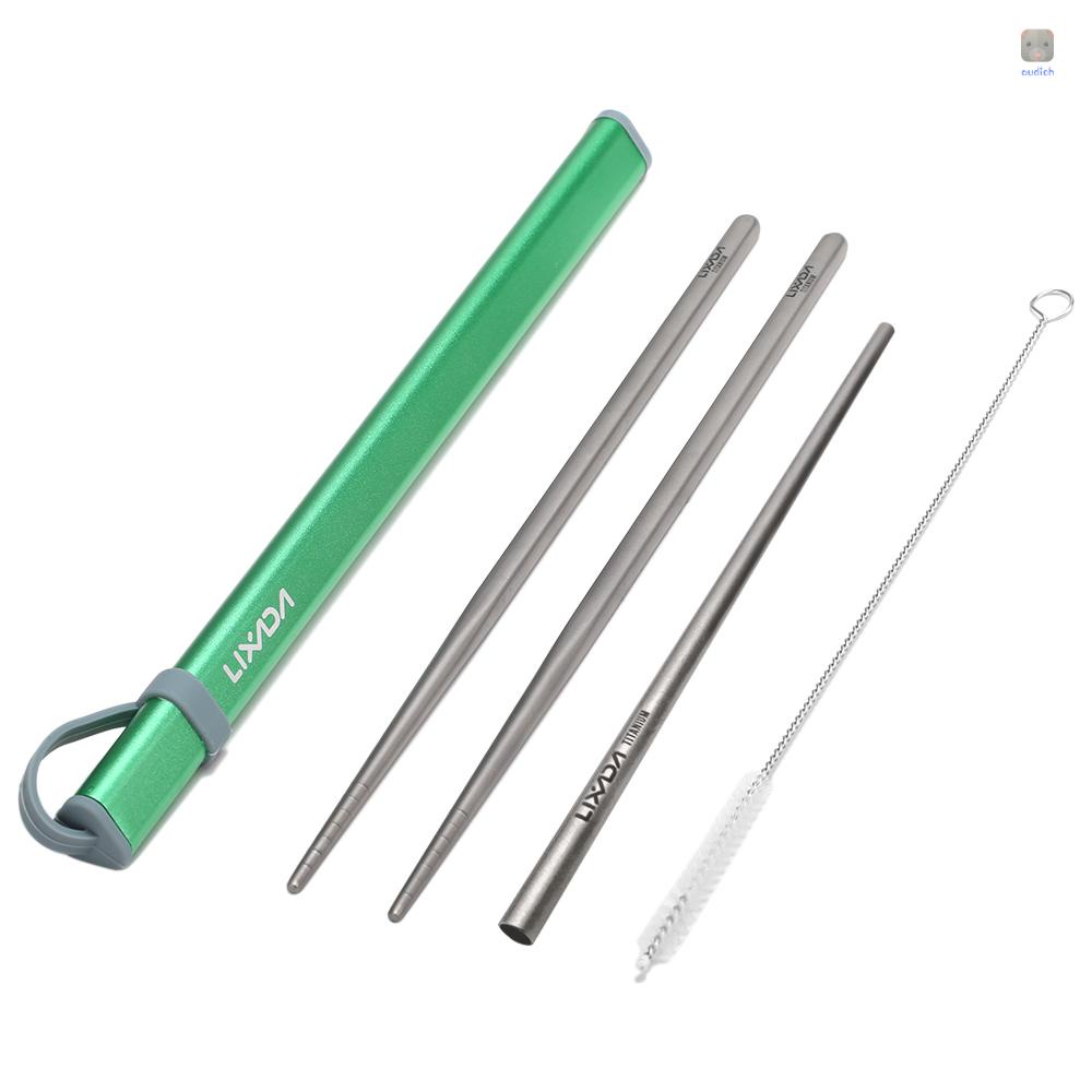 Bộ Muỗng Đũa Và Ống Hút Titan Lixada Kèm Hộp Đựng Bằng Nhôm Mang Đi Du Lịch / Cắm Trại Ngoài Trời