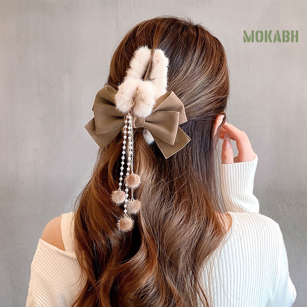 Kẹp Tóc Hình Bươm Bướm Đính Ngọc Trai Giả Dáng Dài Phong Cách Hàn Quốc Dễ Thương Dành Cho Nữ