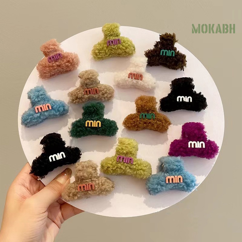 Kẹp Tóc Mềm Mại Màu Trơn Họa Tiết Chữ Phong Cách Hàn Quốc