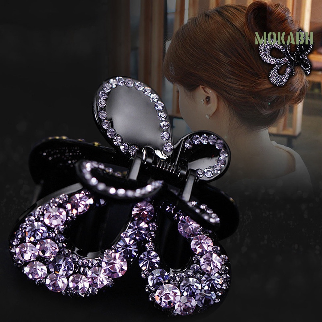 Kẹp Tóc Hình Bướm Bằng Nhựa Đính Đá Lấp Lánh Thời Trang Cho Nữ