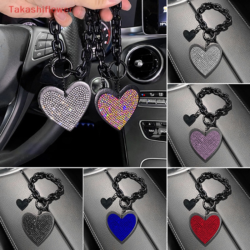 1 Móc Khóa Da Đính Đá Hình Trái Tim Xinh Xắn