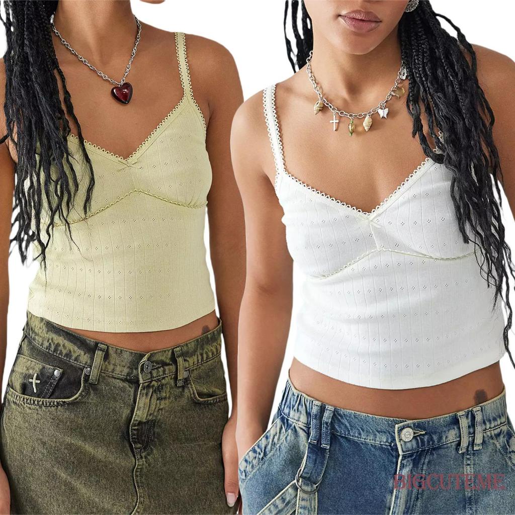 Áo Crop Top Hai Dây Jacquard Cổ Chữ V Thời Trang Mùa Hè Dành Cho Nữ