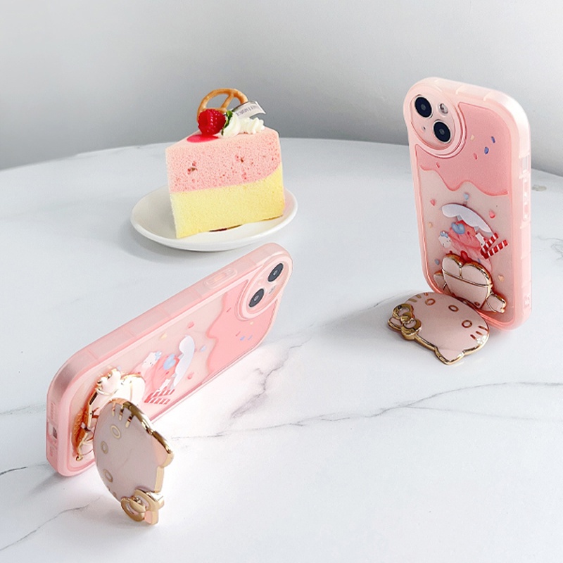 Giá Đỡ Điện Thoại Có Gương Trang Điểm Xoay Được Hình Mèo Kitty Đáng Yêu