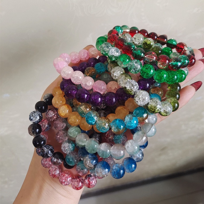 Vòng Đeo Tay Mặt Đá Ngọc Bích Nhiều Màu Sắc 10MM Thời Trang Mùa Hè Cho Bạn Gái