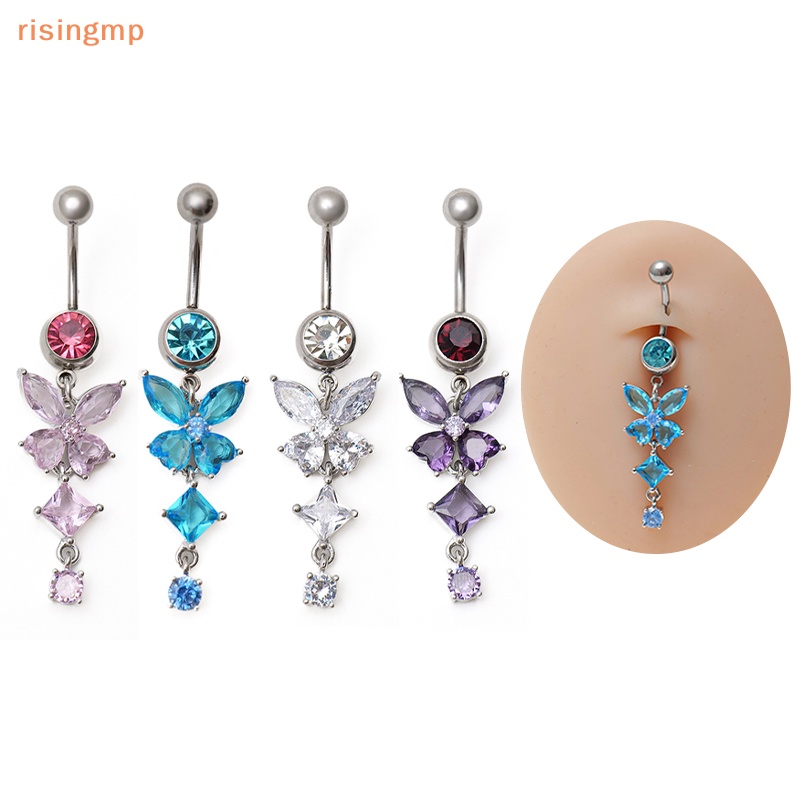 Khuyên Rốn Hình Bướm Bằng Thép Không Gỉ Đính Đá Zircon Thời Trang Cho Nữ