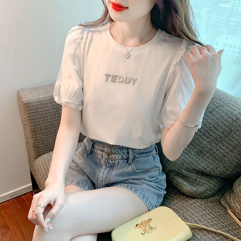 Tao women's fashion/áo ren/áo cộc tay nữ/Áo Thun Nữ/áo phông ngắn/áo thun kiểu/áo thun ôm/áo thun nữ hàn quốc/áo quảng châu nữ/