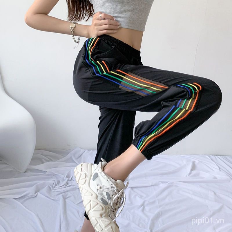 Quần Harem Đen Dài Tới Mắt Cá Chân Mỏng Nhanh Khô Lưng Cao Thời Trang 2021 Cho Nữ cxbpipi01.vn5.19