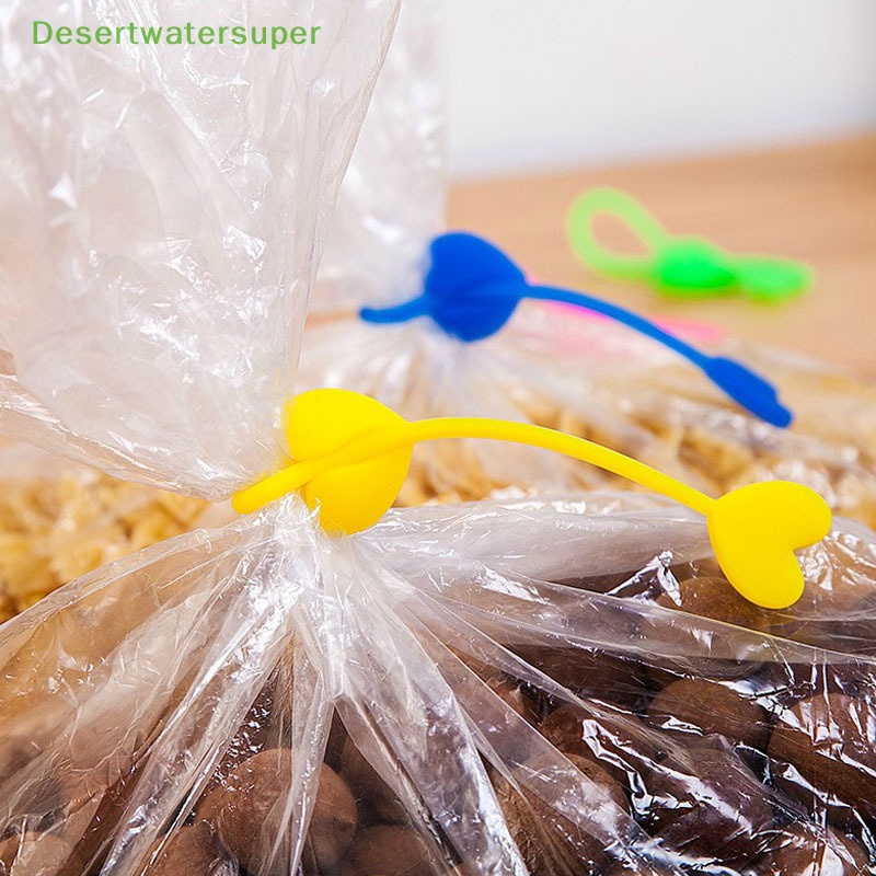 Bộ 4 Kẹp Niêm Phong Túi Thực Phẩm Bằng Silicon Mềm Hình Trái Tim