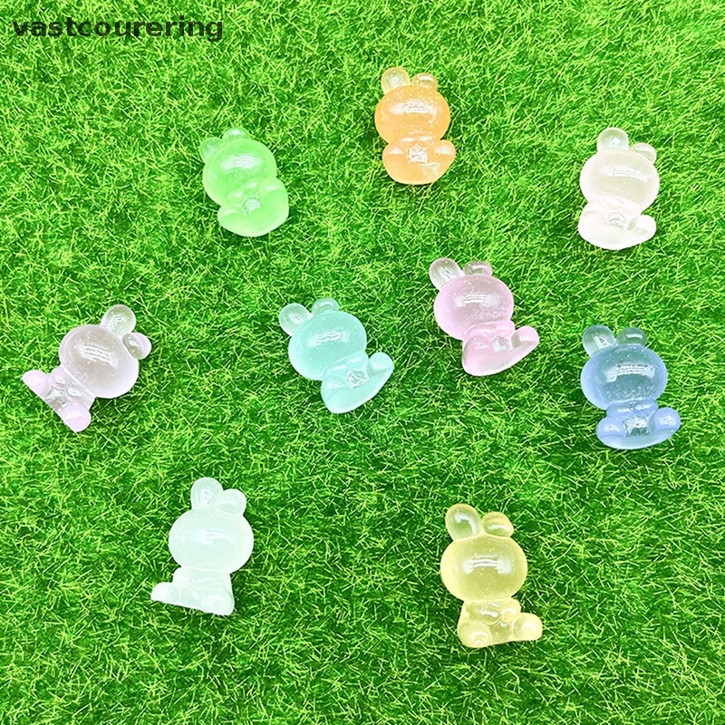 Bộ 5 Tượng Thỏ Hoạt Hình Bằng Nhựa Resin Phát Sáng Trang Trí Xe Hơi DIY