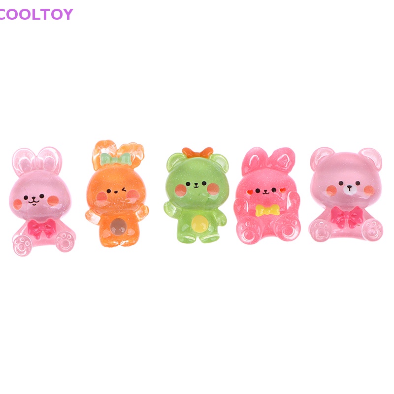 Cooltoy Set 10 Tượng Nhựa Resin Hình Thỏ Gấu Hoạt Hình Kawaii Trang Trí Sổ Tay DIY