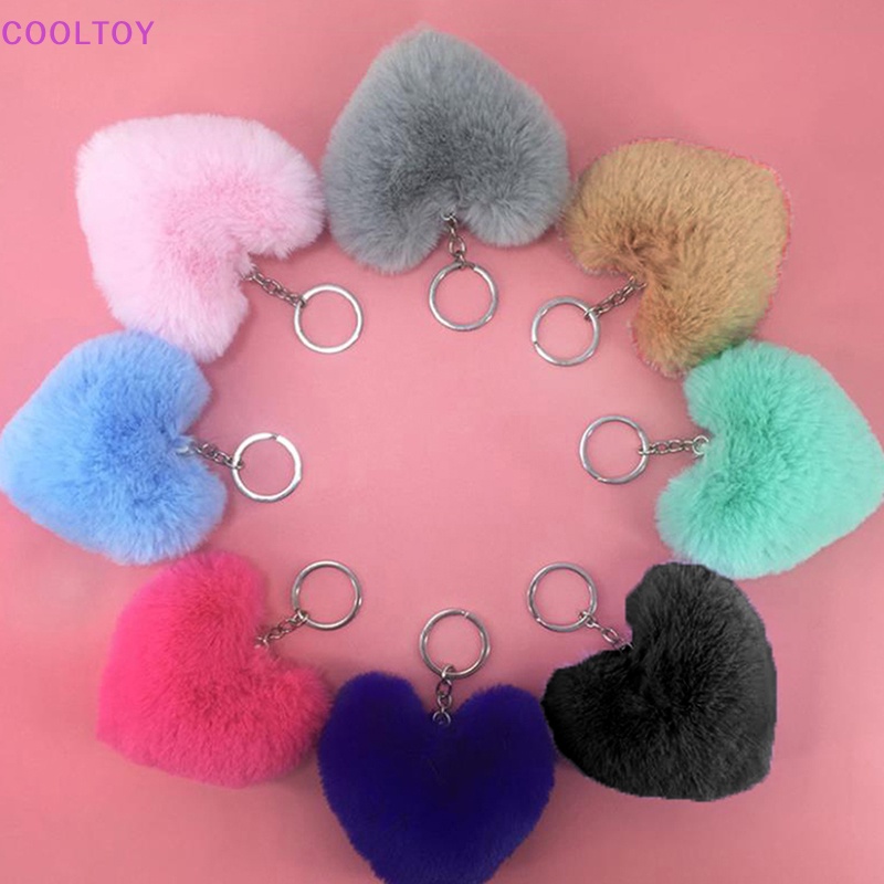 Cooltoy Móc Khóa Lông Thỏ Giả Hình Trái Tim Đáng Yêu Thời Trang Cho Nữ