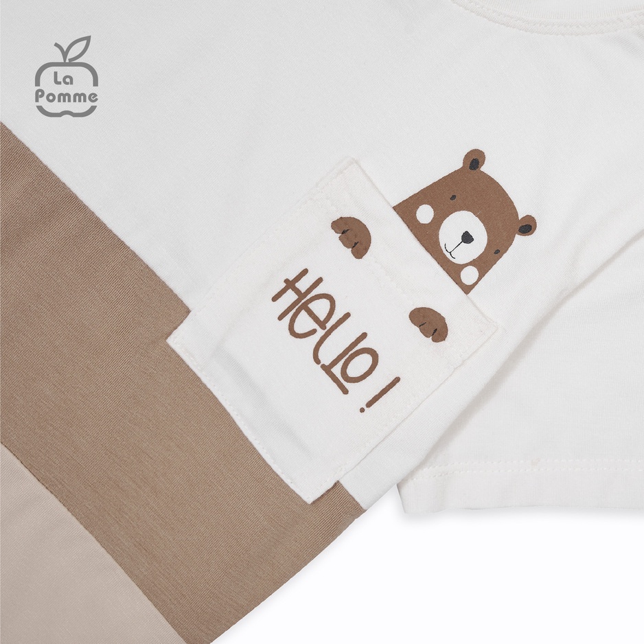 Bộ cộc tay La Pomme Hello Little Bear - Nâu