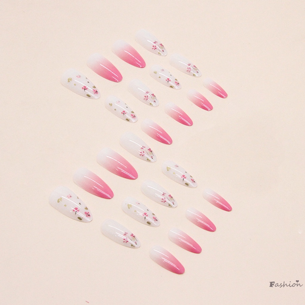 Móng Tay Giả Màu Hồng Bóng Trong Suốt Dạng Nhấn Thanh Lịch