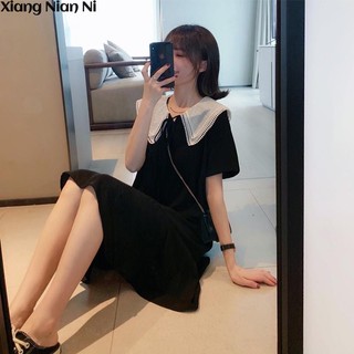 Xiang Nian Ni Đầm Dài Qua Gối Dáng Rộng Cổ Búp Bê Thời Trang Mùa Hè Cho Nữ