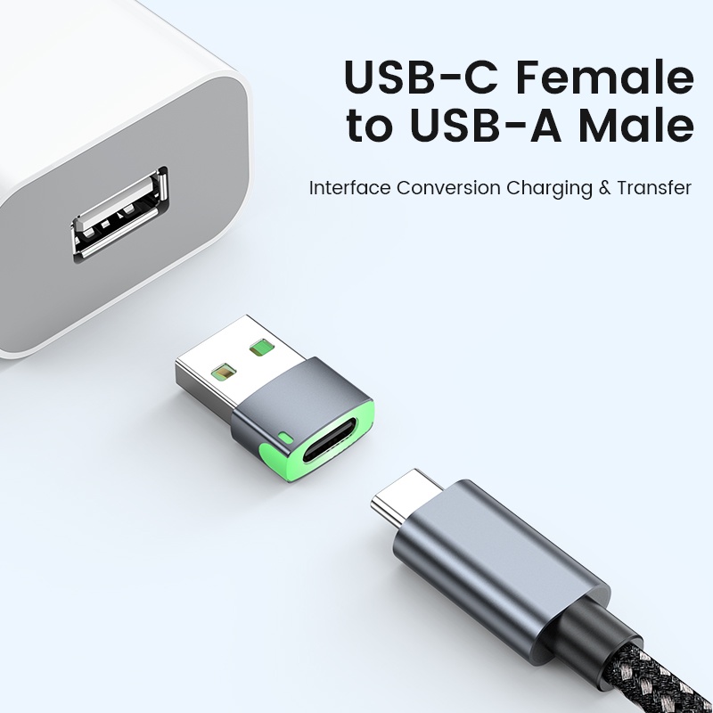 Đầu Chuyển Đổi USB A Sang Type C OTG Có Đèn LED