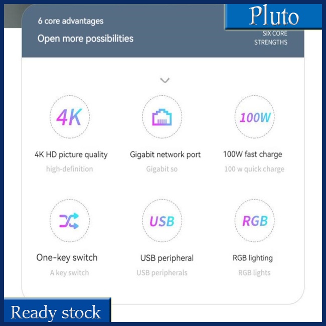 Đế Sạc Usb Type-c 4k Rgb 5 Trong 1 Nhỏ Gọn Cho Sàn Hơi Nước