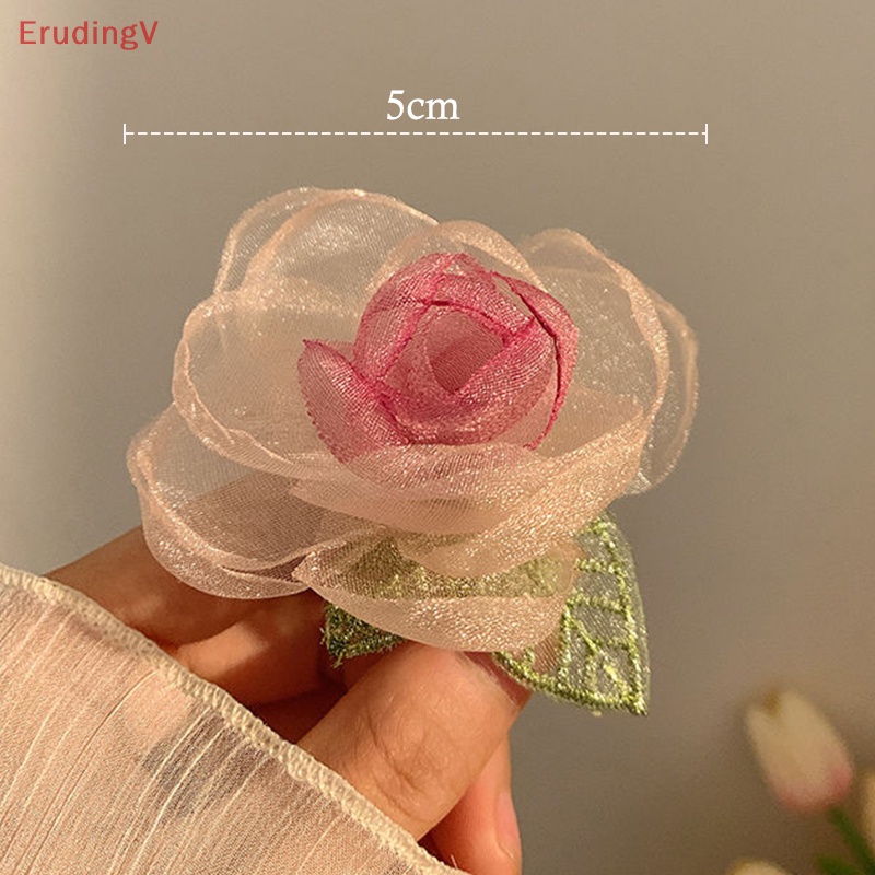 Dây Buộc Tóc Vải Lưới Hình Hoa Hồng Cỡ Lớn Thời Trang Cho Nữ