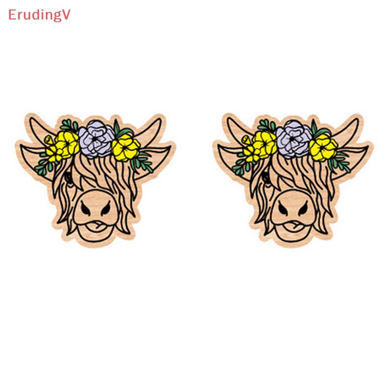 [ErudingV] 1 Đôi Bông Tai Đinh Tán Hình Bò Nông Trại Đồng Quê