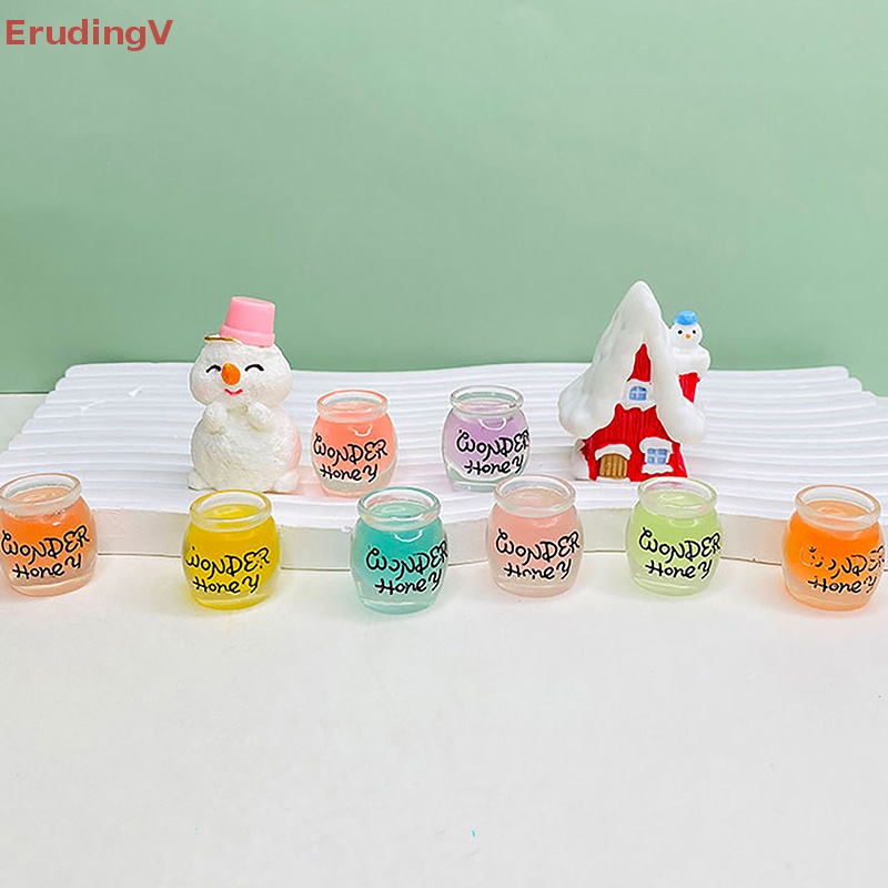Bộ 2 Hũ Mật Ong Mini Bằng Nhựa Resin Dạ Quang Trang Trí Tiểu Cảnh / Nhà Búp Bê