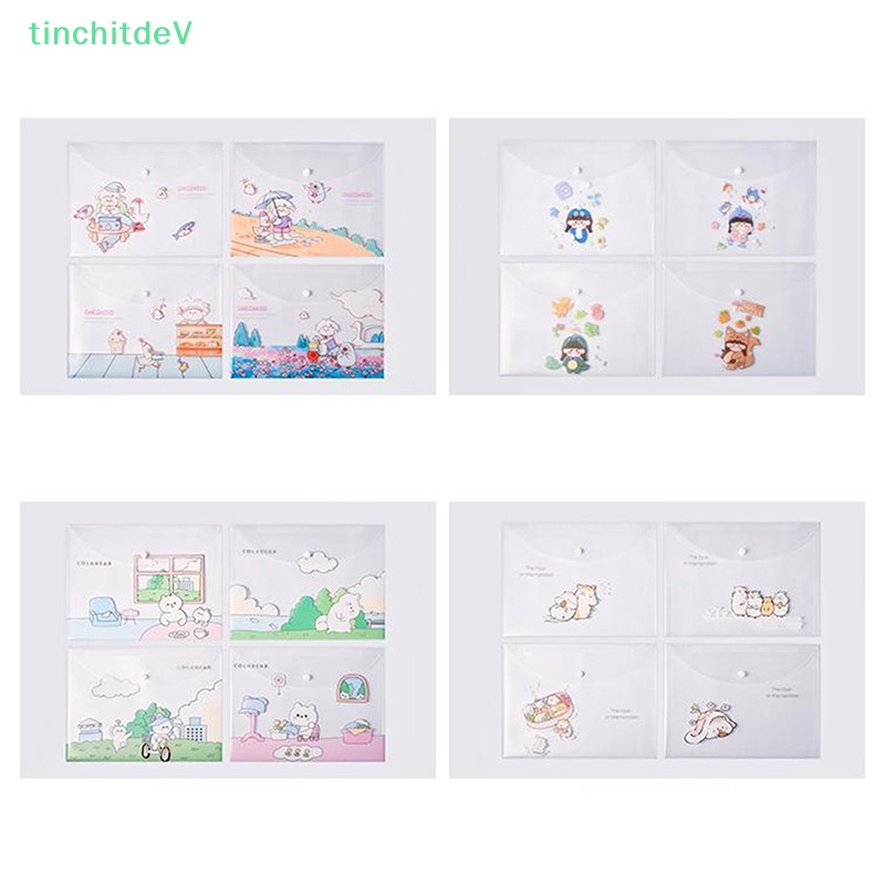 Túi Đựng Tài Liệu Khổ A4 Bằng PVC Trong Suốt Chống Thấm Nước Họa Tiết Hoạt Hình Dễ Thương