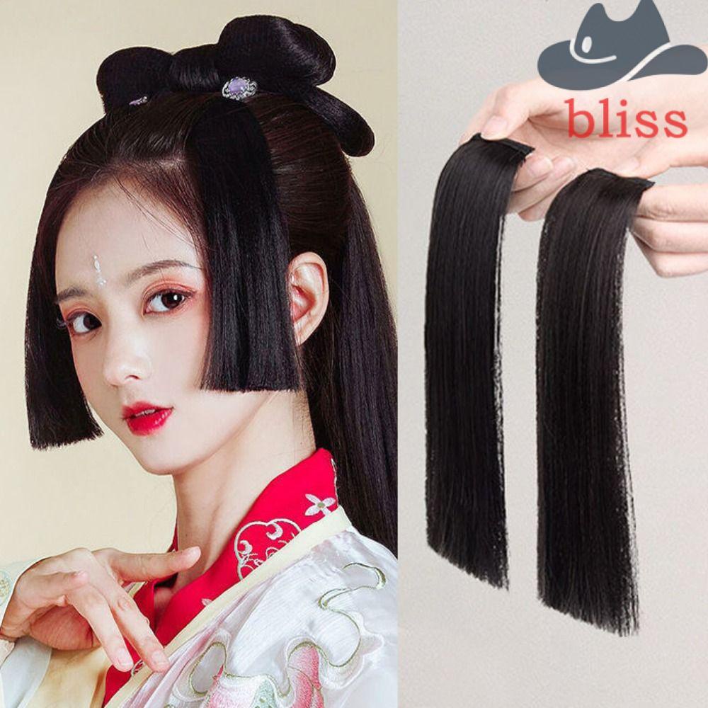 Tóc Giả Hai Mặt Phẳng Mềm Mại Màu Nâu Đen Phong Cách Trung Hoa Cổ Điển Dùng Chụp Ảnh Cho Nữ