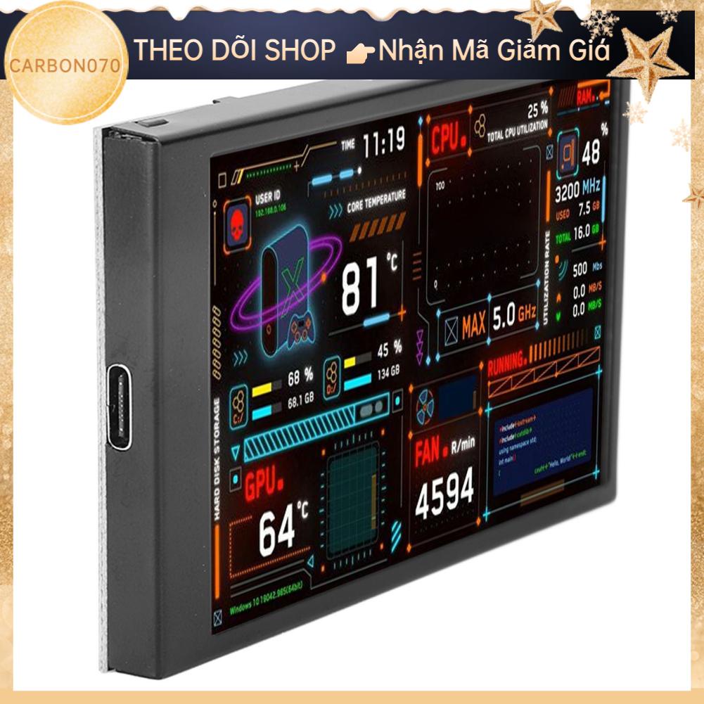 Carbon070 Màn hình nhiệt độ máy tính 3.5in Cổng USB kép hiển thị nhỏ IPS dữ liệu CPU với Trình chỉnh sửa chủ đề trực quan cho GPU RAM HDD