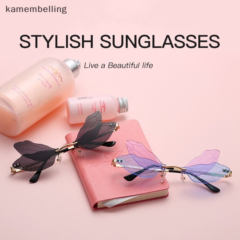1 Kính Mát Không Gọng Hình Chuồn Chuồn Nhiều Màu Sắc Thời Trang Cho Nữ