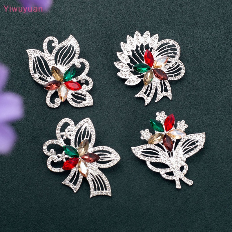 Ghim Cài Áo Hình Hoa Đính Đá Nhiều Màu Sắc Phong Cách Vintage < Yiwuyuan > Dành Cho Nữ