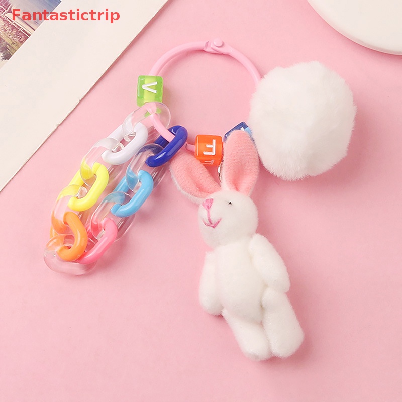 [Fantastictrip] Móc Chìa Khóa Hình Thỏ / Gấu Nhồi Bông Dễ Thương Trang Trí Ba Lô / Ô Tô Mới