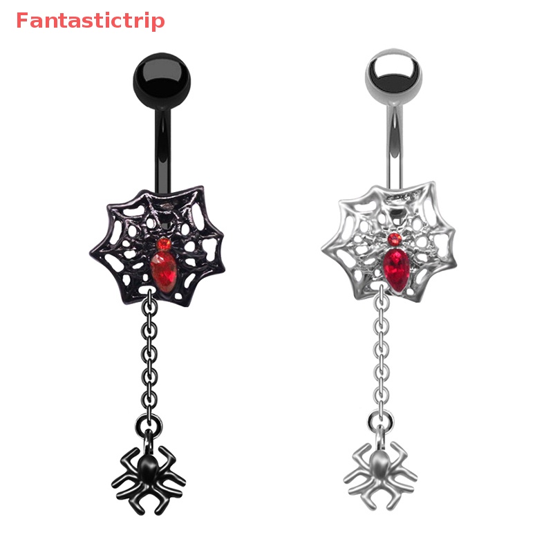 [Fantastictrip] Khuyên Rốn Bằng Thép Không Gỉ Đính Đá Zircon Hình Nhện Thời Trang Cho Nữ