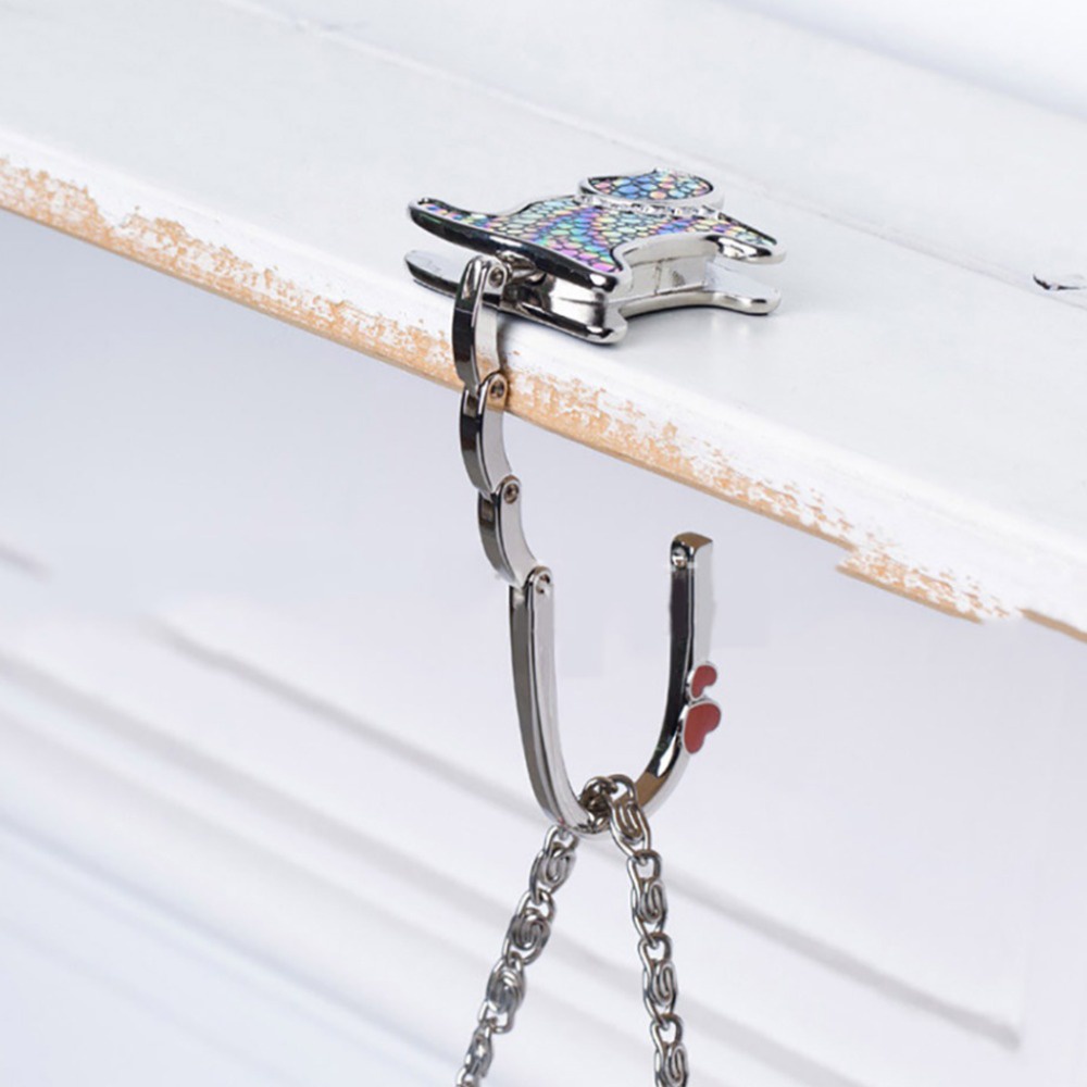 Móc Treo Túi Xách Hình Mèo Bằng Kim Loại Gấp Gọn Sáng Tạo