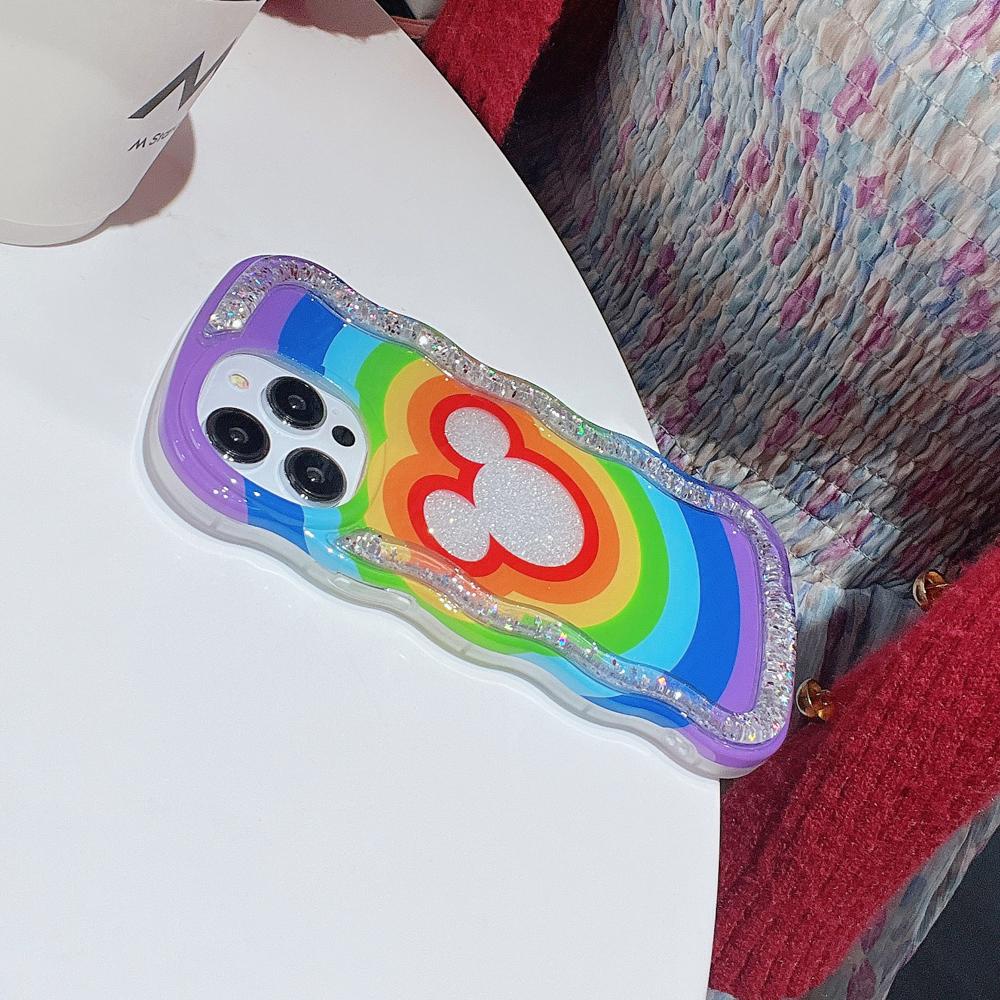 Ốp Điện Thoại TPU Dẻo Họa Tiết Hoạt Hình Mickey Kèm Nước Kim Tuyến Cho iPhone 12 13 14 Pro Max