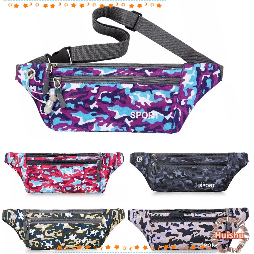 HS Túi Đeo Hông Họa Tiết Rằn Ri Phối Khóa Kéo Thời Trang Cho Nam Và Nữ