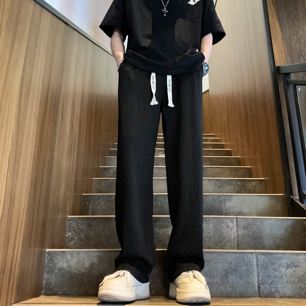 Quần Dài Ống Rộng Vải Lụa Mát Màu Sắc Đơn Giản Phong Cách Mỹ Thời Trang Mùa Hè Cho Nam