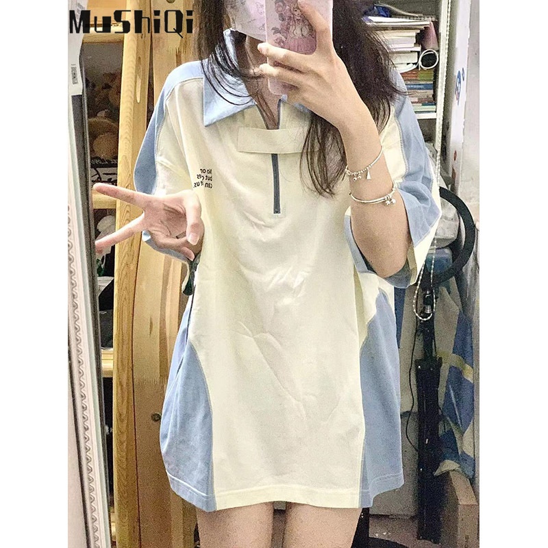 Áo polo Ngắn Tay Dáng Rộng Thiết Kế Mới Trẻ Trung Cho Nữ