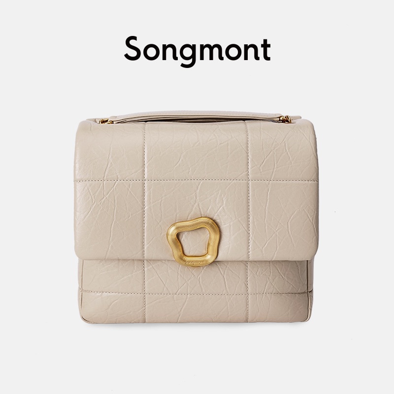 Songmont Túi Xách Da Bò Dáng Vuông Cỡ Vừa Phối Dây Xích Và Khóa Thiết Kế Phong Cách Mới777777-0524
