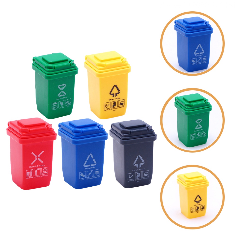 Set 5 Thùng Rác Mini Đồ Chơi Cho Nhà Búp Bê