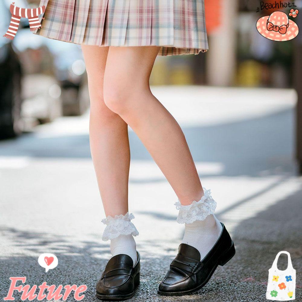 Vớ Cổ Thấp Phối Ren Bèo Nhún Thời Trang Mùa Hè Xinh Xắn Cho Nữ