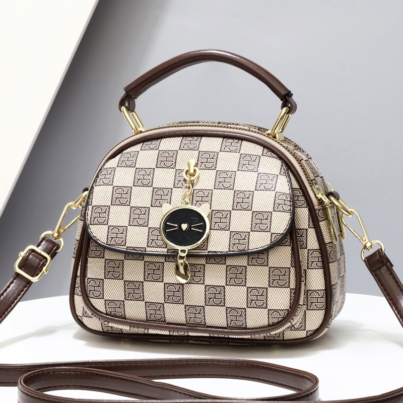 Túi Xách Đeo Vai Hình Tròn Nhỏ In Họa Tiết Độc Đáo Thời Trang Dễ Phối Đồ Cho Nữ