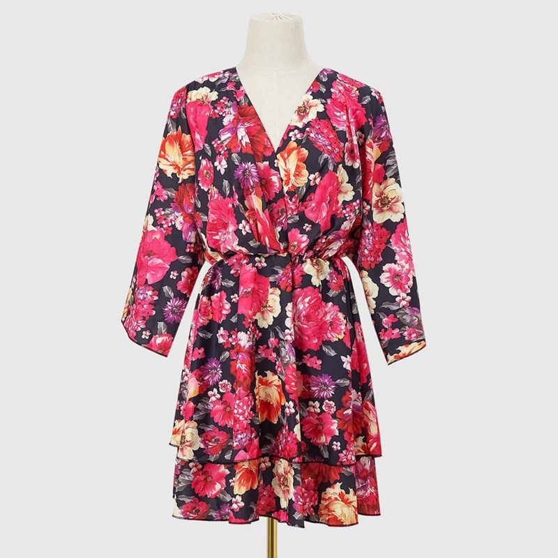 Đầm Xòe Cổ Chữ V Tay Ngắn Phong Cách Bohemian Thanh Lịch Dành Cho Nữ