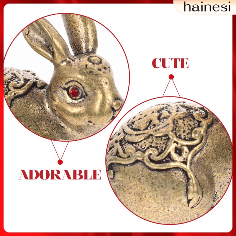 Car Decoration Chinoiserie Brass Lucky Rabbit Statue Gift Animal