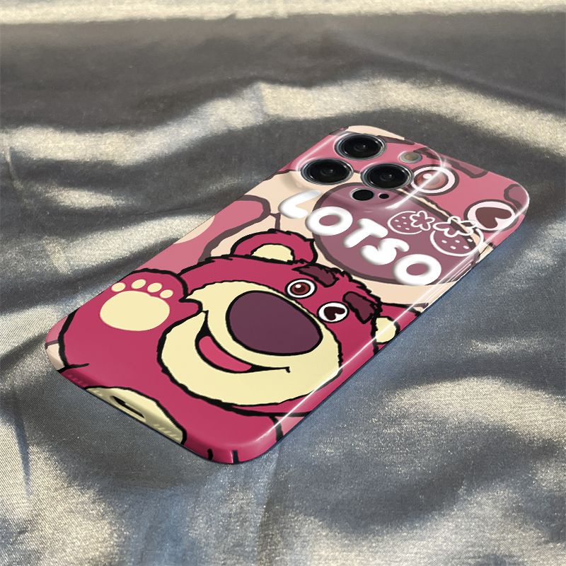 Ốp Điện Thoại Cứng Họa Tiết Gấu Và Dâu Tây Dễ Thương Cho Iphone 14pro 12pro 11 / XR7 max 8 13