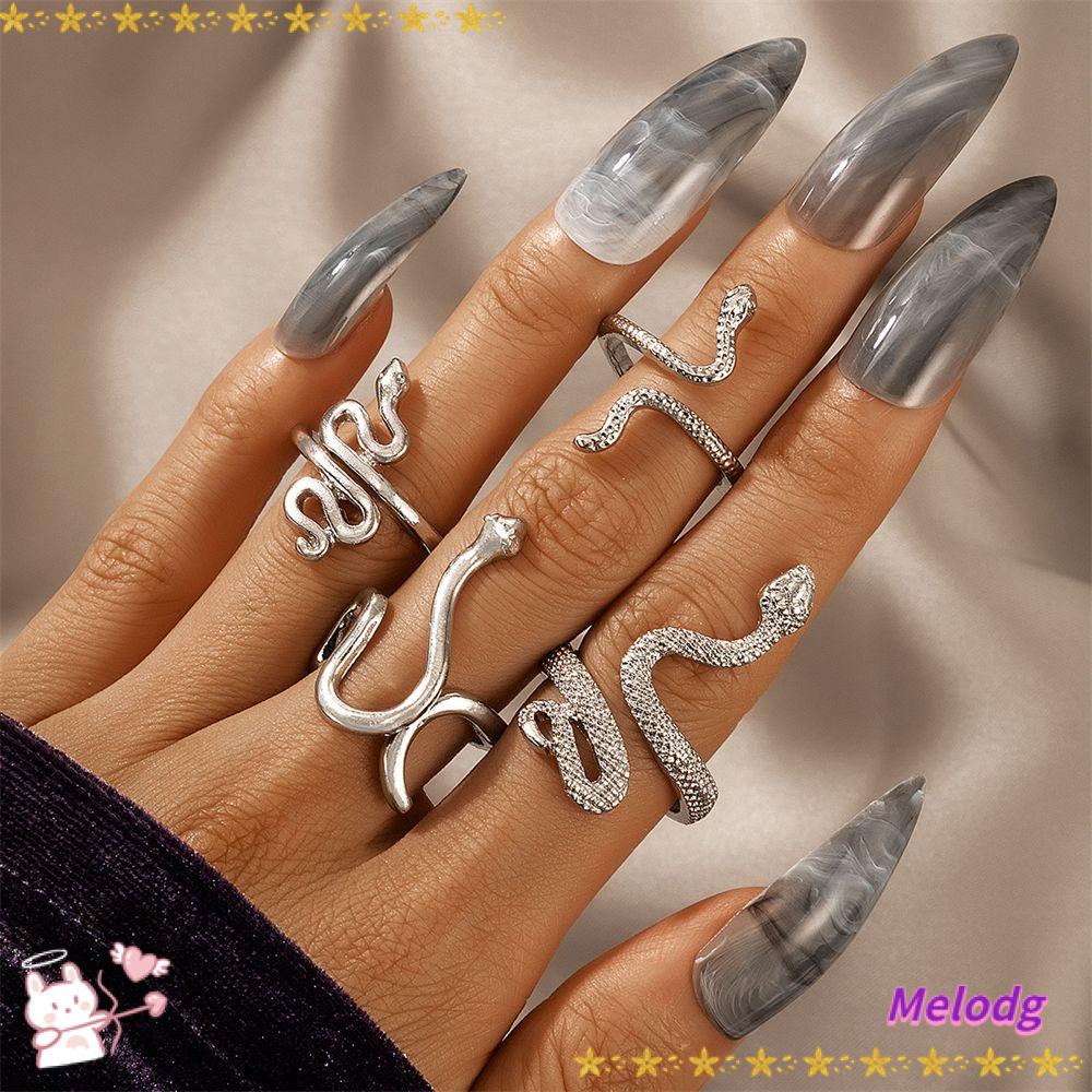 Bộ 4 Nhẫn Hình Rắn Phong Cách Hip Hop Gothic Cổ Điển Mới