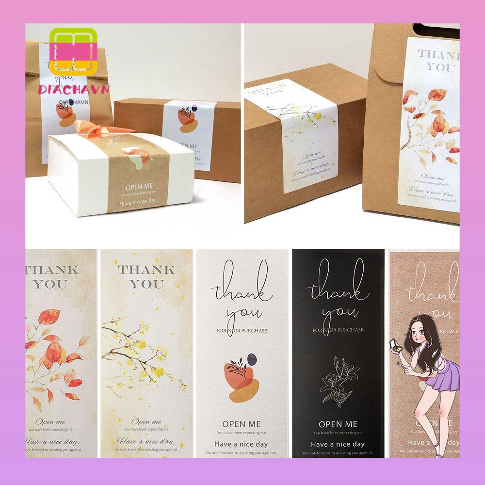 Bộ 50 Miếng Dán Chữ Thank You Chống Thấm Nước Dùng Trang Trí Gói Hàng