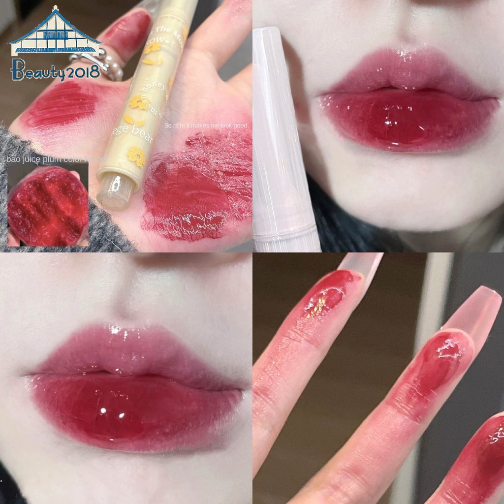 Son Bóng Chống Nước Màu Đỏ Dâu Tây Thời Trang Dành Cho Nữ