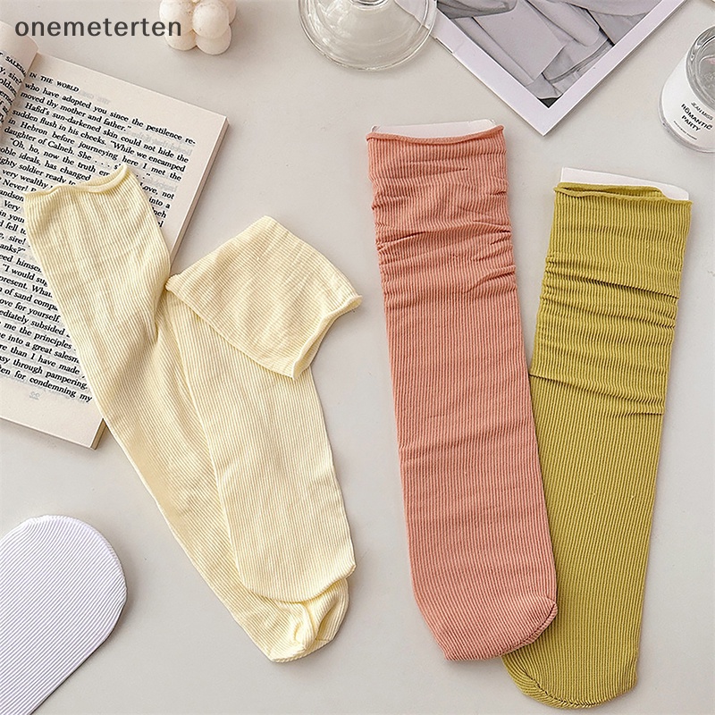 Rten 1 Đôi Vớ Dài Đến Giữa Bắp Chân Bằng Nylon Mỏng Mềm Thoáng Khí Màu Khaki Be Harajuku Thời Trang Mùa Hè Cho Nữ n