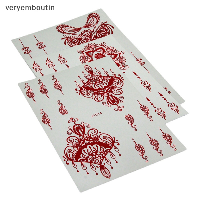 Hình Xăm Tạm Thời Henna Màu Đỏ Họa Tiết Hoa Mandala Mehndi Bảo Vệ Toàn Thân Chống Thấm Nước Cho Nữ